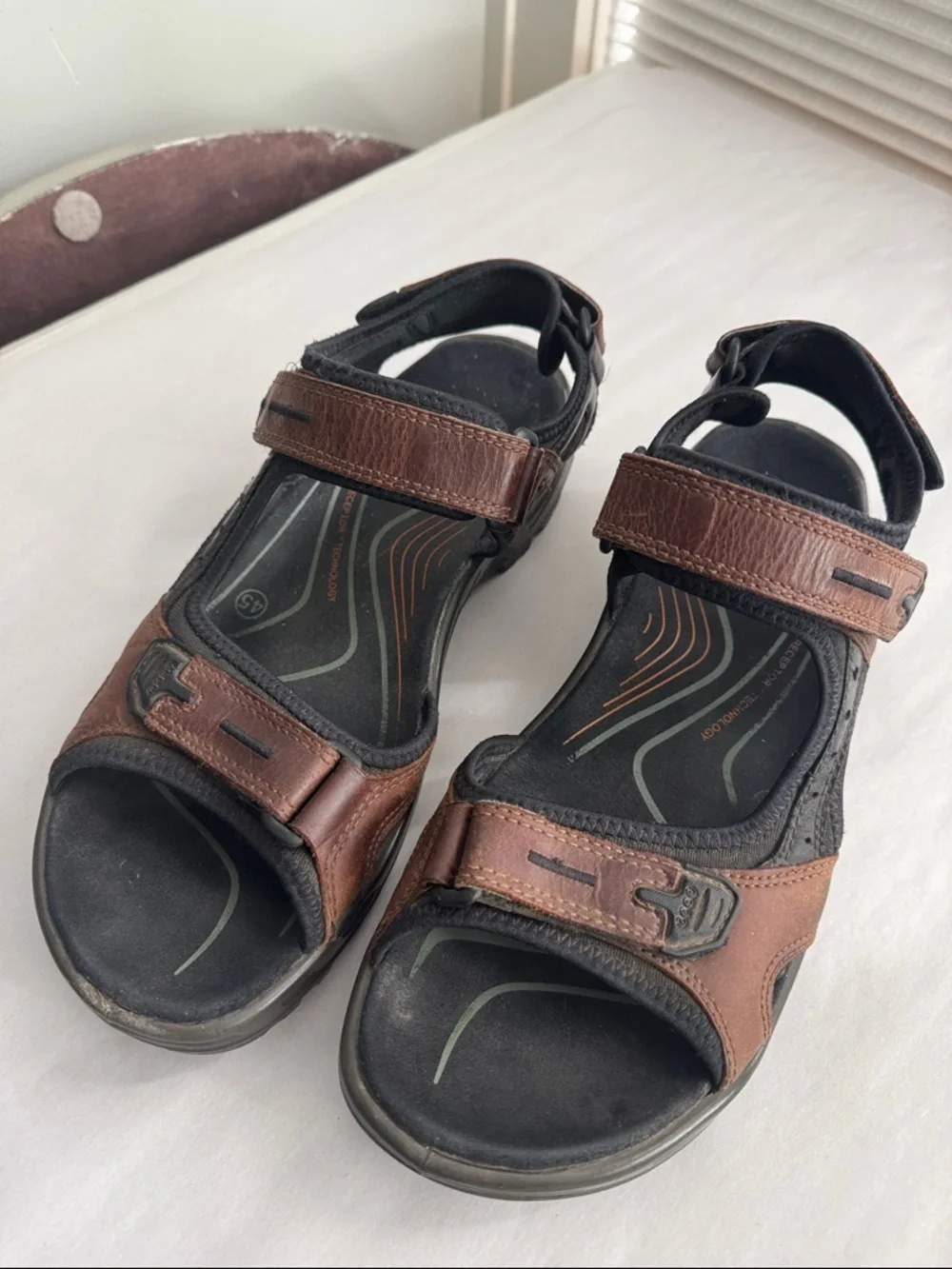 Ecco Yukatan Brown Leather Comfort Hiking Sandals Mens 11 outdoors Hiking